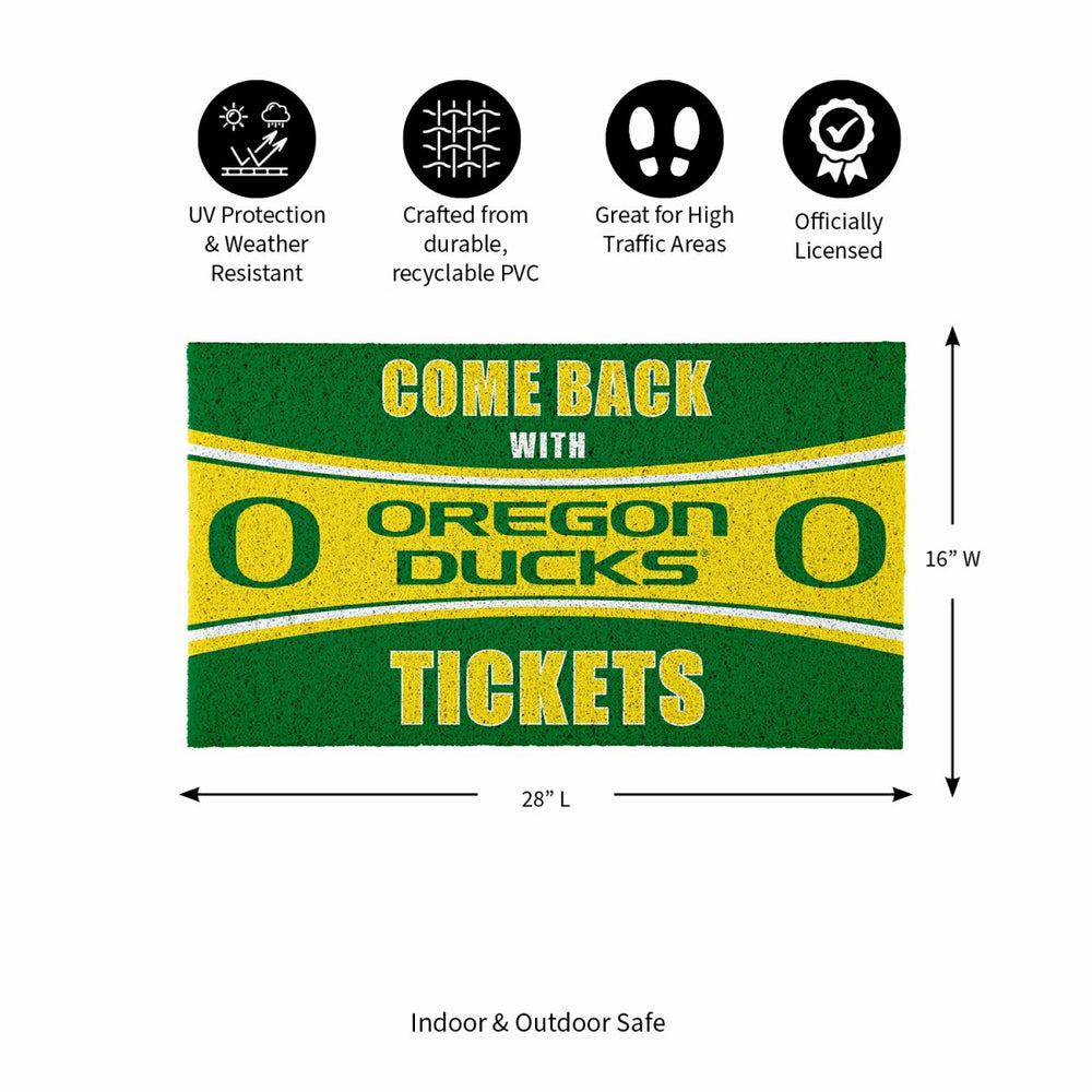 28" x 16" PVC Trapper Mat, Come Back with Tickets, University of Orego - Collegiate