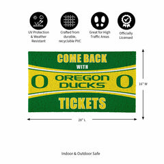 28" x 16" PVC Trapper Mat, Come Back with Tickets, University of Orego - Collegiate