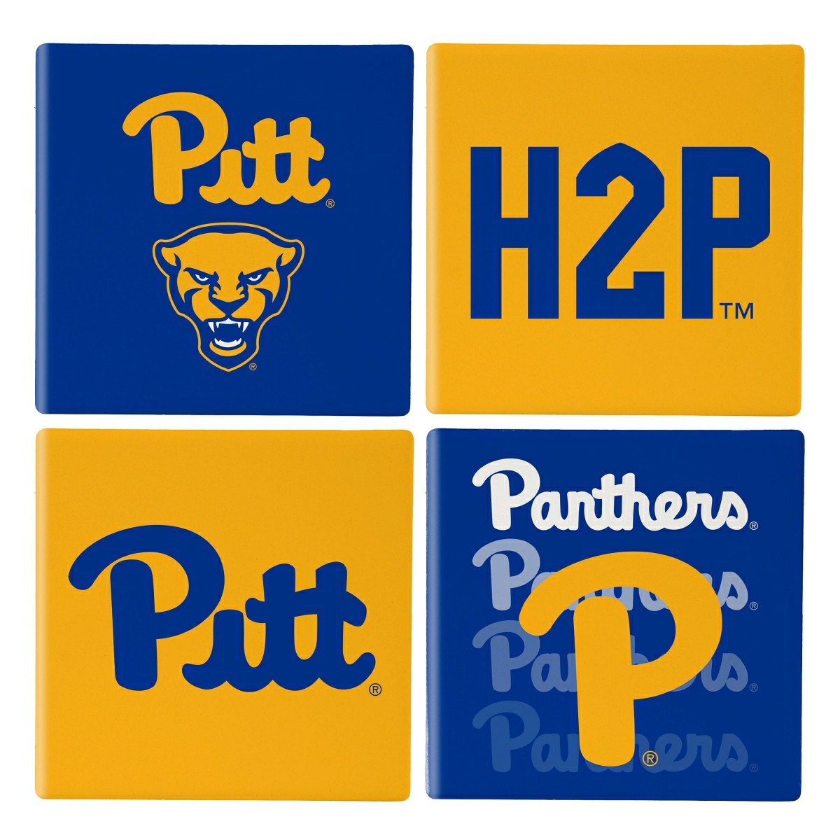 University of Pittsburgh Ceramic Coasters Set, 4pcs with Wood Caddy - Collegiate Home