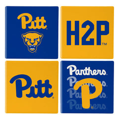 University of Pittsburgh Ceramic Coasters Set, 4pcs with Wood Caddy - Collegiate Home