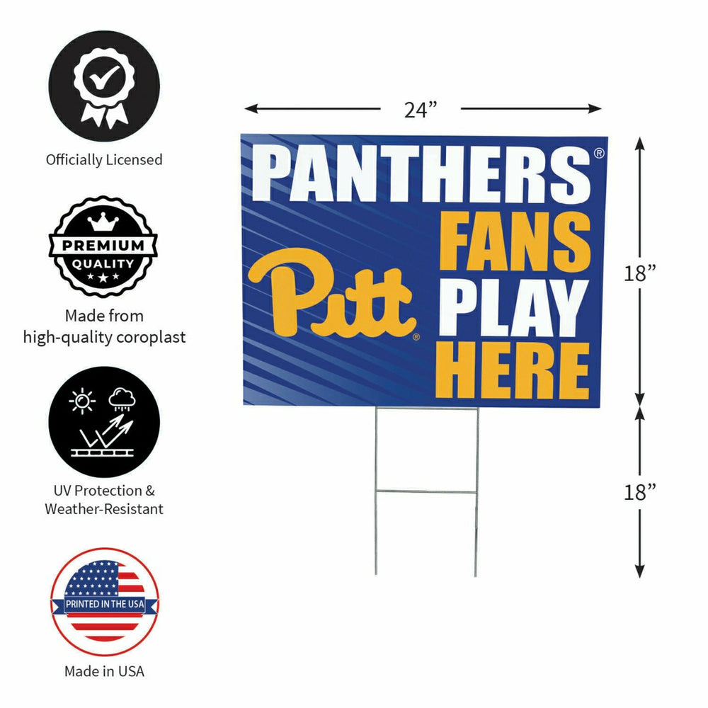 University of Pittsburgh Coroplast Yard Sign "Fans Play Here" - Collegiate Home