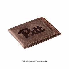 Front Pocket Wallet w/ RFID Blocking, University of Pittsburgh, Brown - Collegiate Home