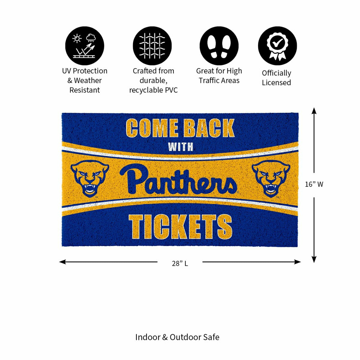 28" x 16" PVC Trapper Mat, Come Back with Tickets, University of Pitts - Collegiate