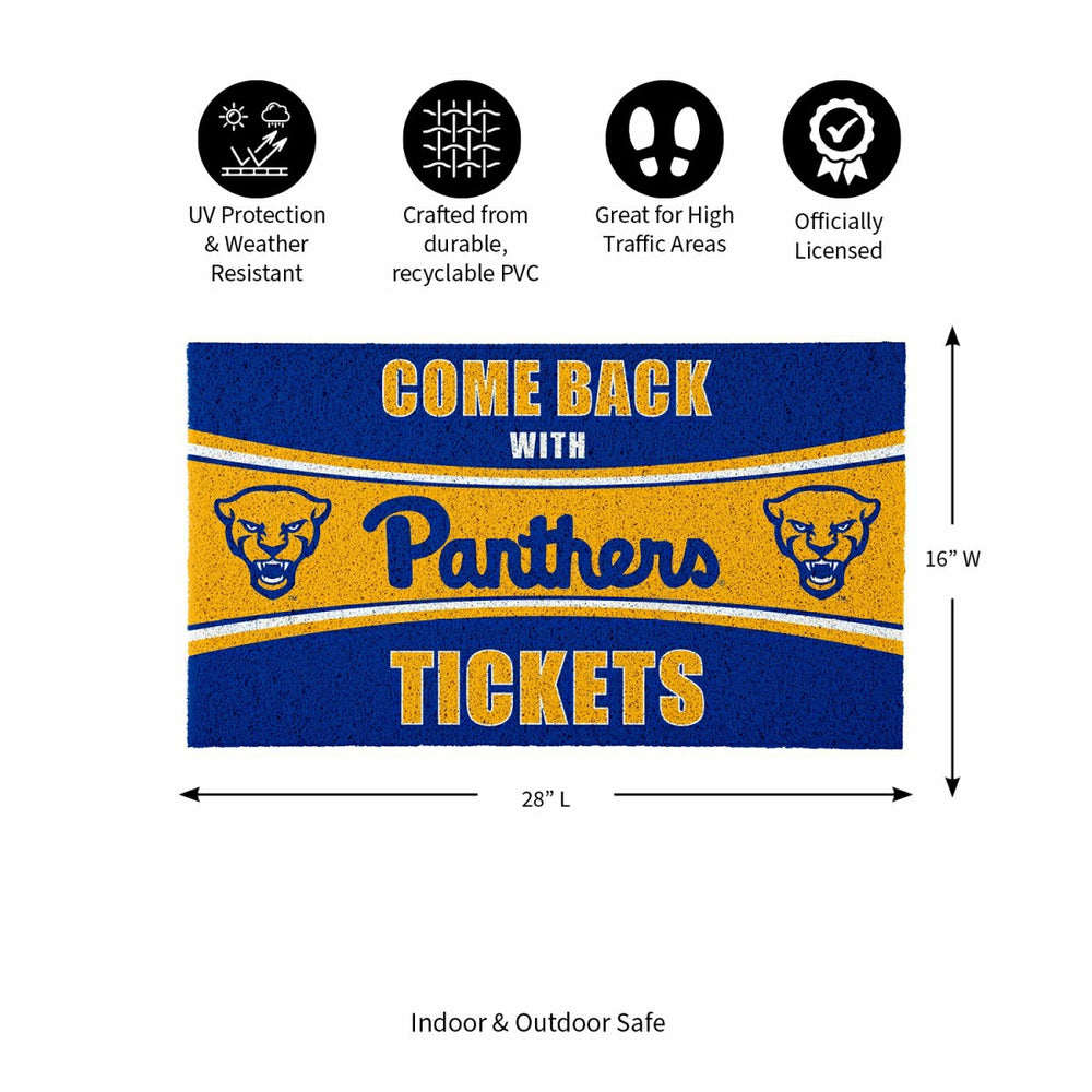 28" x 16" PVC Trapper Mat, Come Back with Tickets, University of Pitts - Collegiate