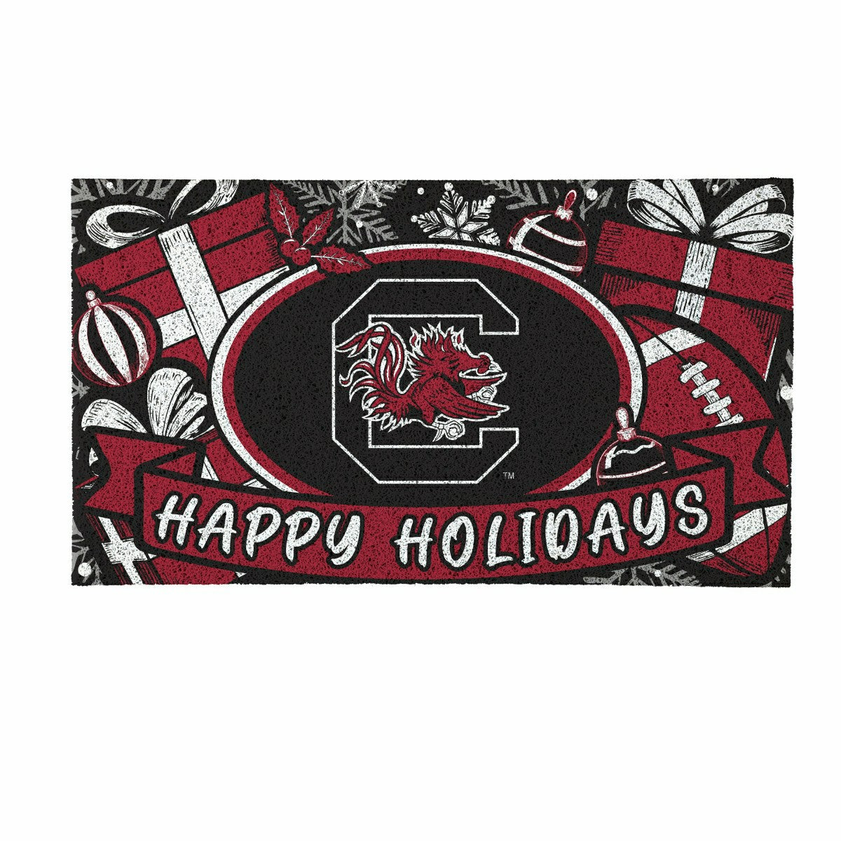 University of South Carolina Holiday PVC Mat, 28"x16" - Collegiate