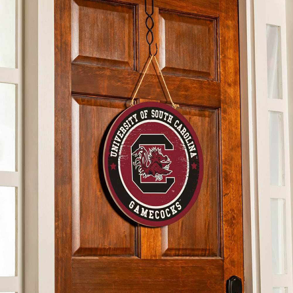 University of South Carolina Round Door Décor with Hanging Rope, 18x18 - Collegiate Home