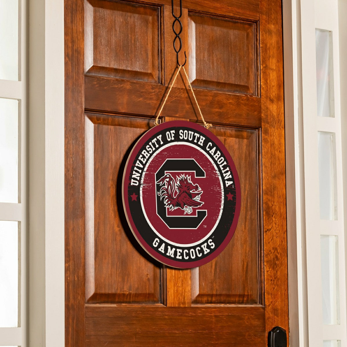 University of South Carolina Round Door Décor with Hanging Rope, 18x18 - Collegiate Home