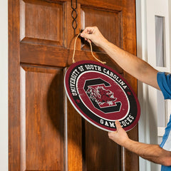 University of South Carolina Round Door Décor with Hanging Rope, 18x18 - Collegiate Home