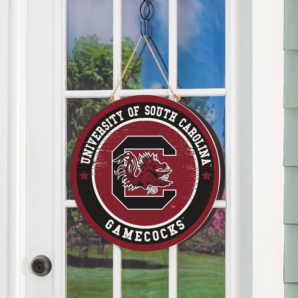 University of South Carolina Round Door Décor with Hanging Rope, 18x18 - Collegiate Home