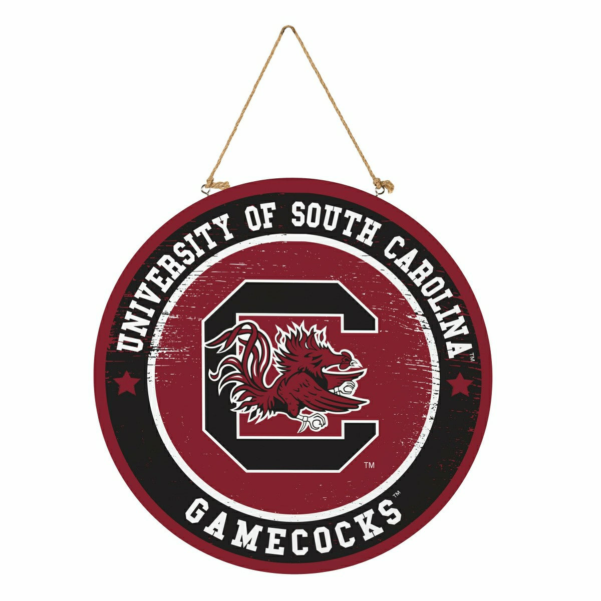 University of South Carolina Round Door Décor with Hanging Rope, 18x18 - Collegiate Home