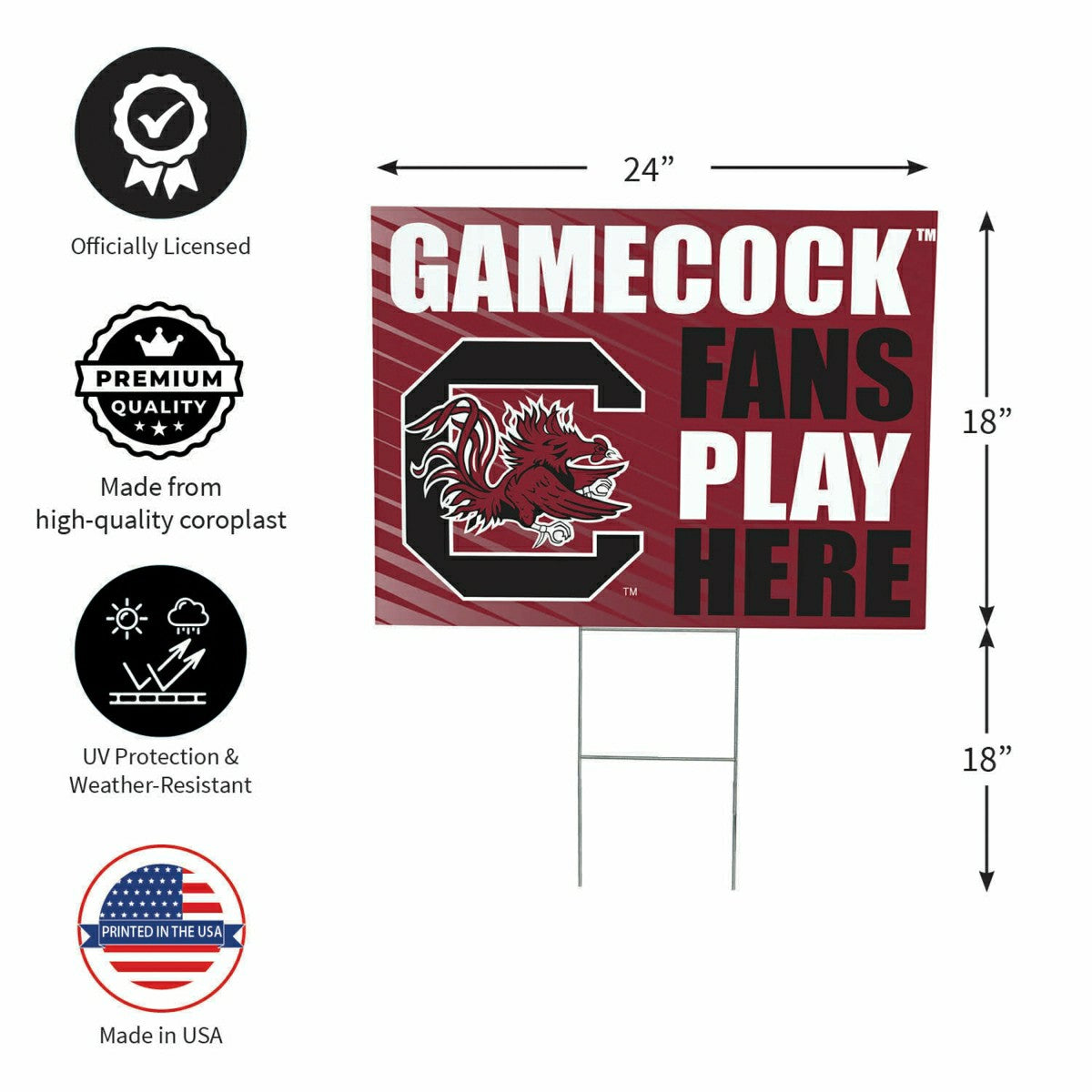 University of South Carolina Coroplast Yard Sign "Fans Play Here" - Collegiate Home