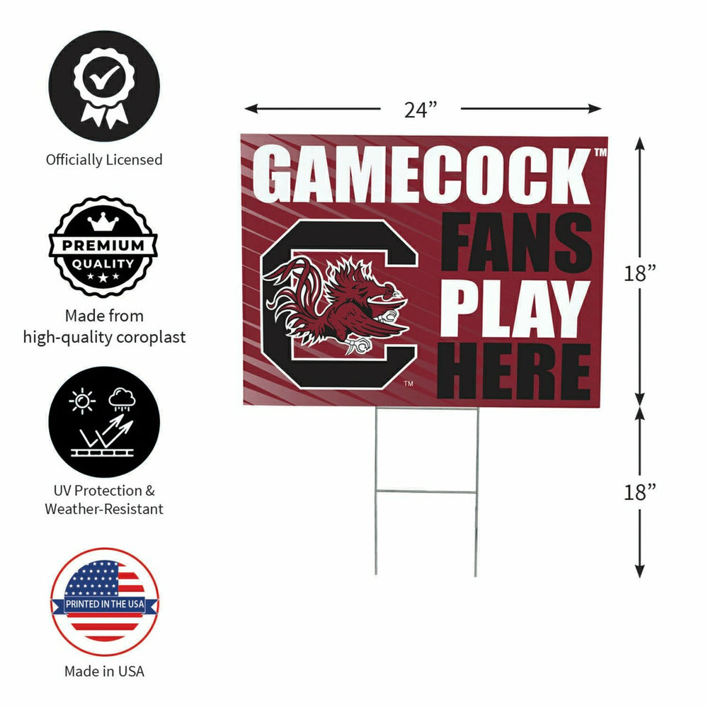 University of South Carolina Coroplast Yard Sign "Fans Play Here" - Collegiate Home