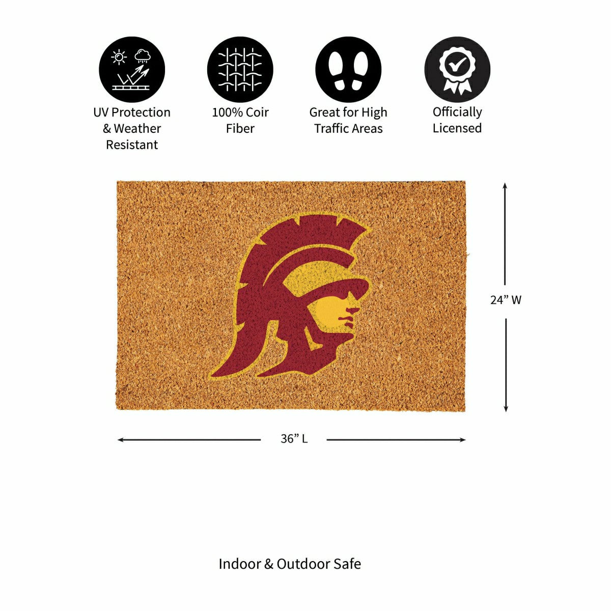 University of Southern California Large Full Color Coir Mat, 36"x24" - Collegiate