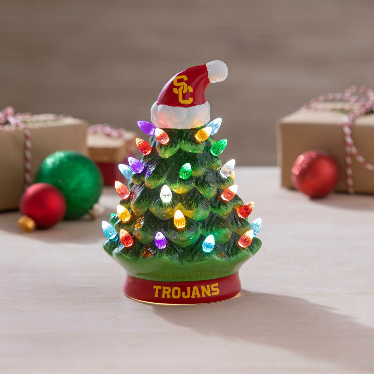 University of Southern California 8" LED Ceramic Christmas Tree - Collegiate Home