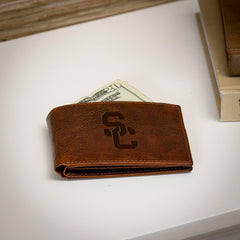 University of Southern California, Embossed Tumbled Leather Passcase B - Collegiate Home