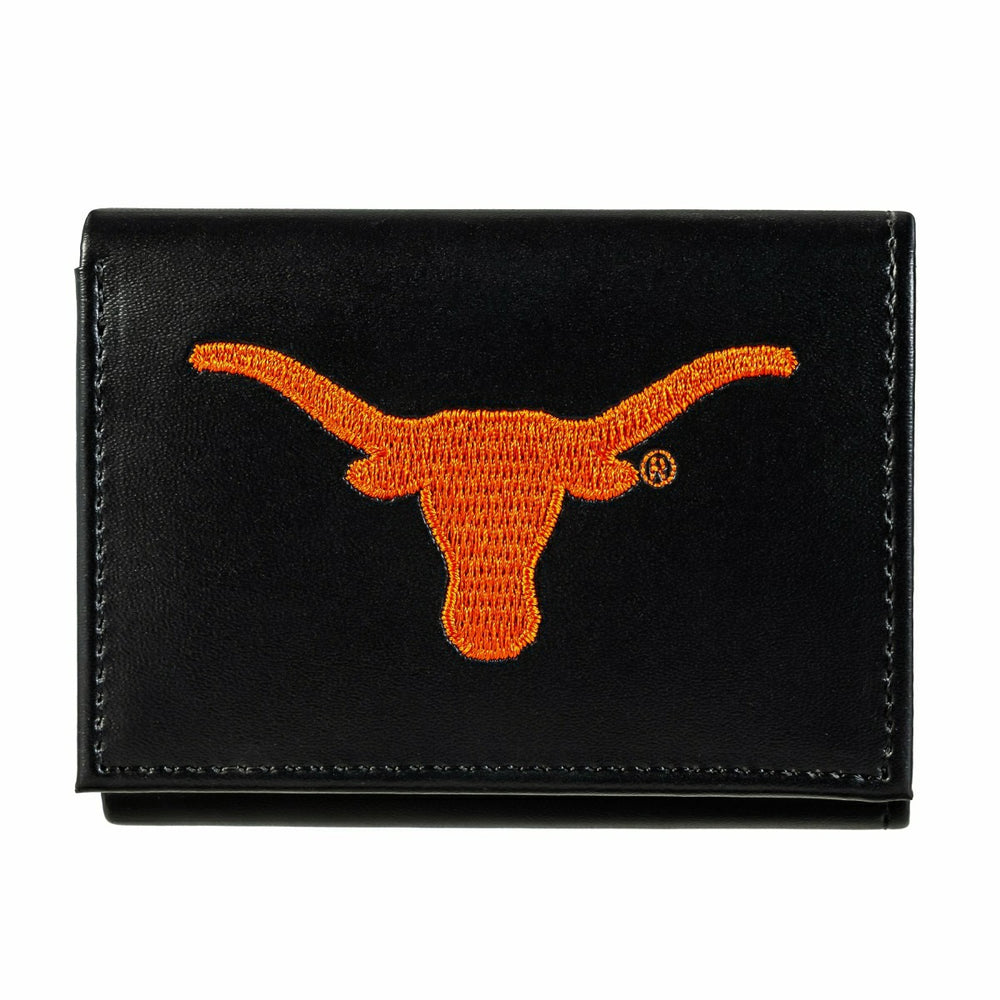 University of Texas Black Tri-Fold Embroidered Wallet w/ RFID Blocking - Collegiate Home