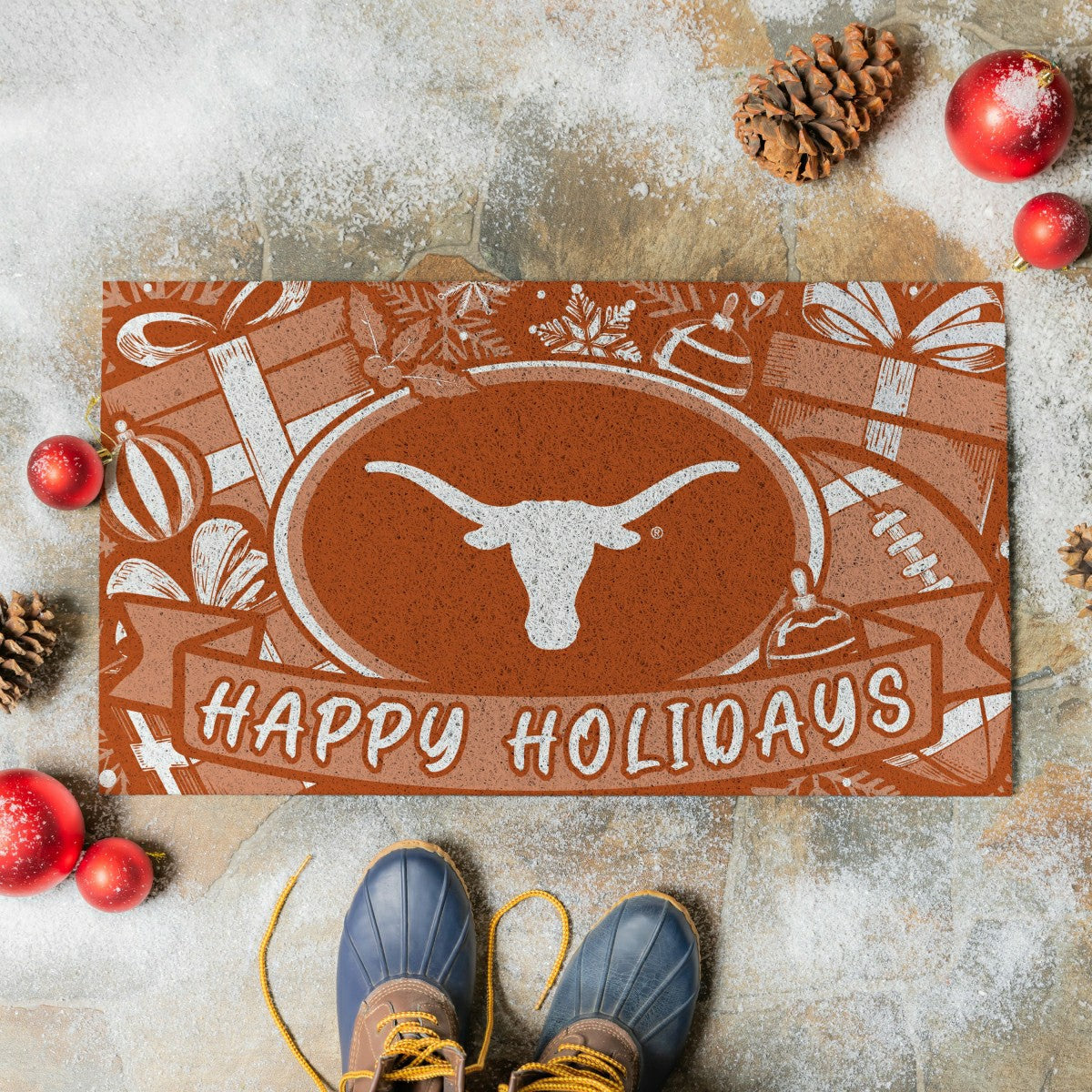 University of Texas Holiday PVC Mat, 28"x16" - Collegiate