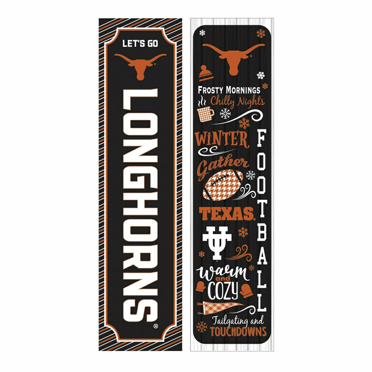 46" Double Sided Leaner, University of Texas, Winter Seasonal - Collegiate Home