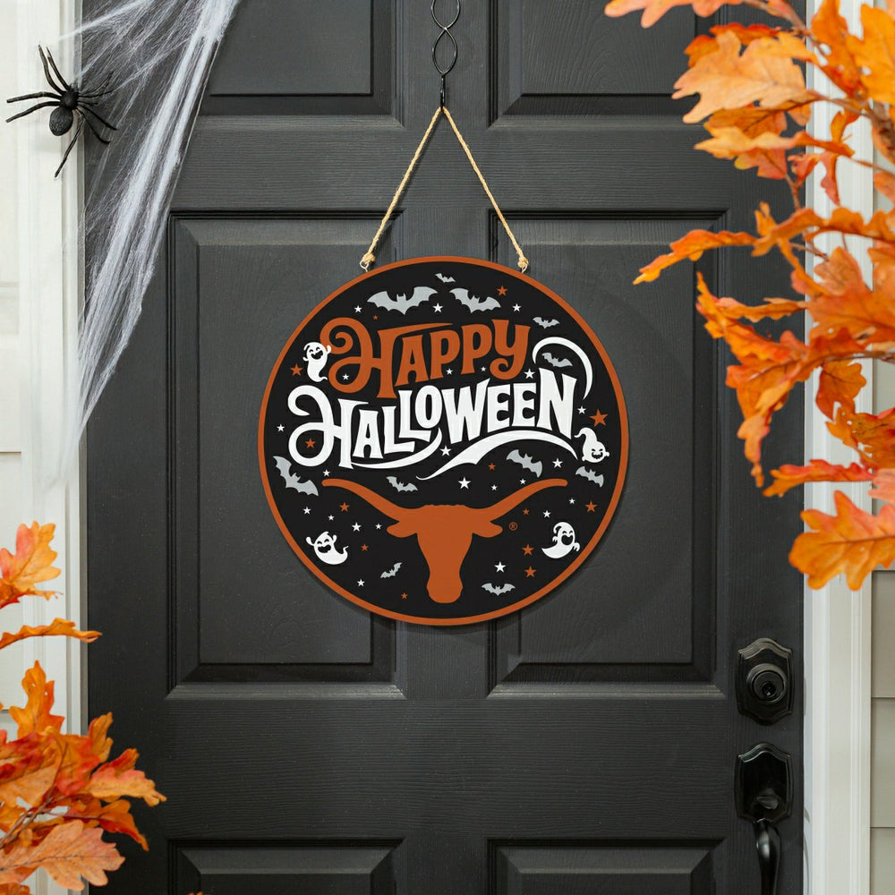 University of Texas Halloween Round Door Décor with Hanging Rope, 18x1 - Collegiate Home
