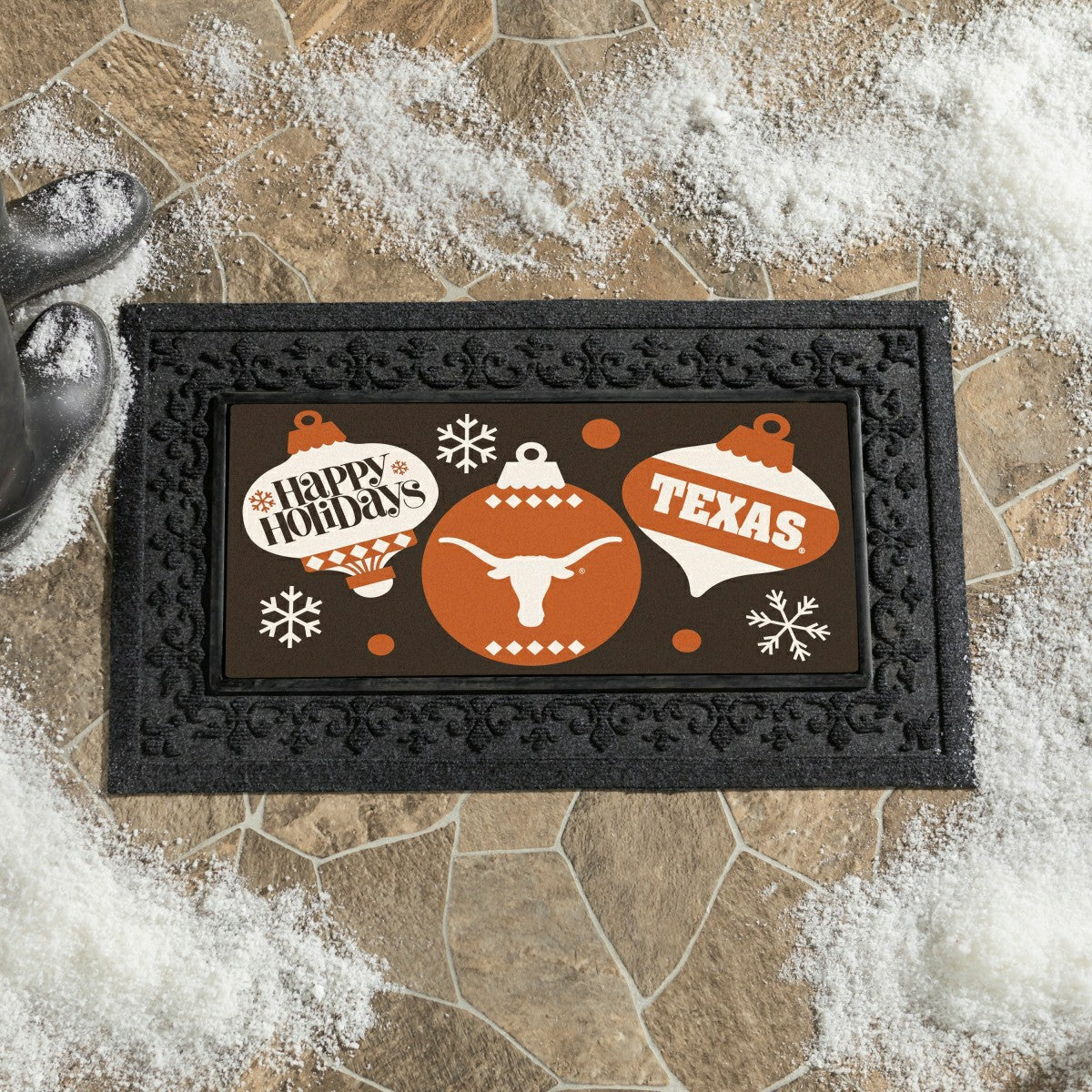 University of Texas Holiday Flocked Coir Sassafras Switch Mat, 22"x10" - Collegiate
