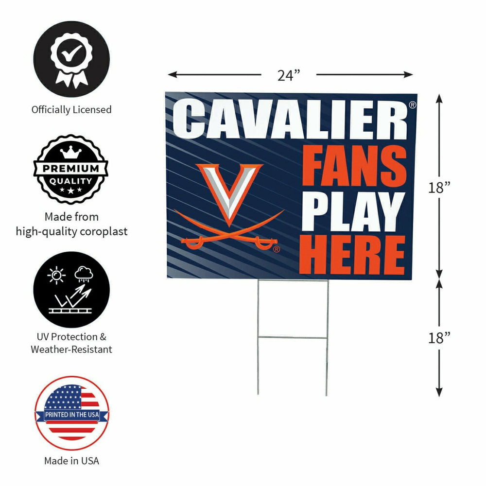 University of Virginia Coroplast Yard Sign "Fans Play Here" - Collegiate Home