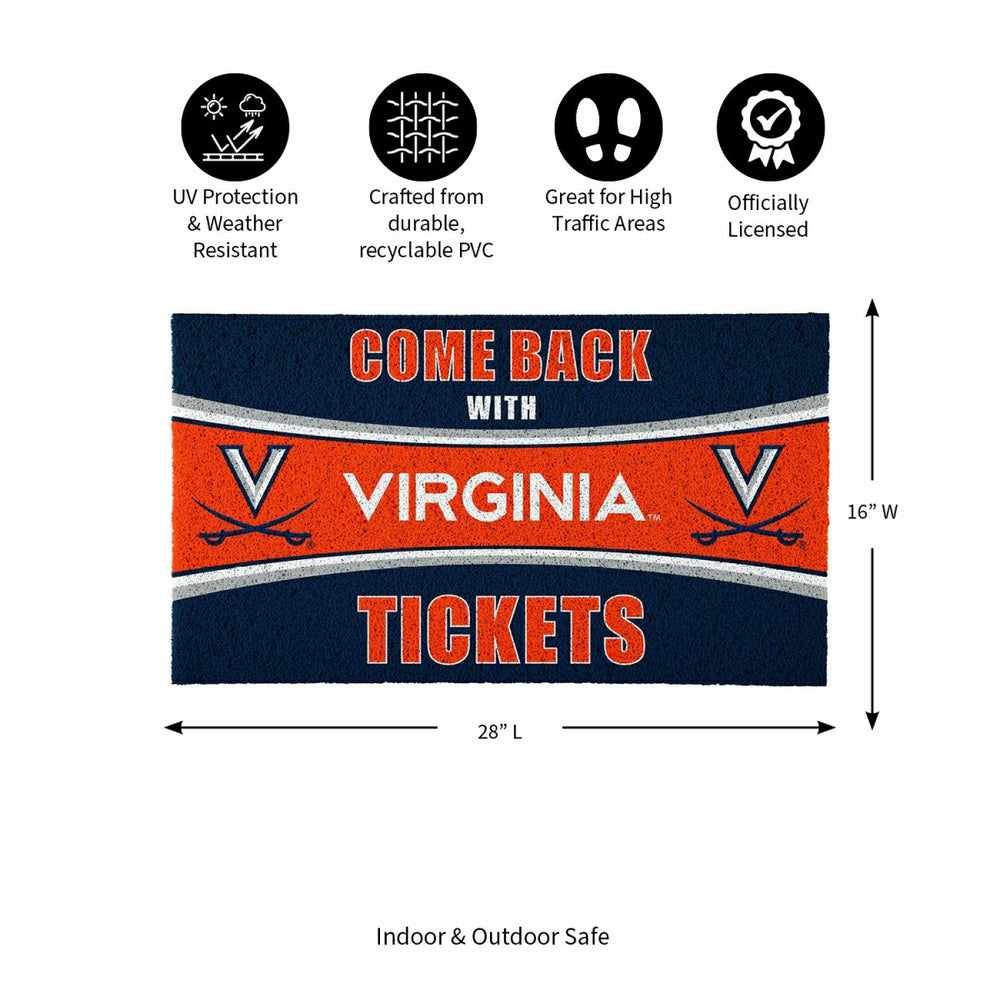 28" x 16" PVC Trapper Mat, Come Back with Tickets, University of Virgi - Collegiate