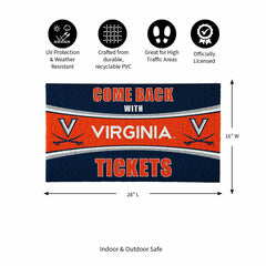 28" x 16" PVC Trapper Mat, Come Back with Tickets, University of Virgi - Collegiate
