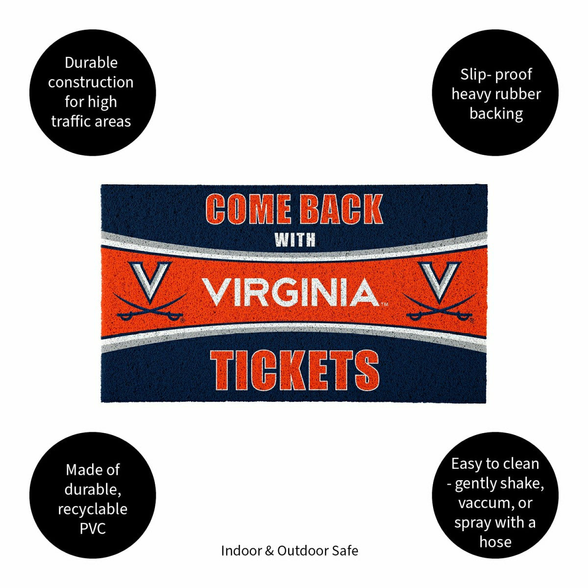 28" x 16" PVC Trapper Mat, Come Back with Tickets, University of Virgi - Collegiate