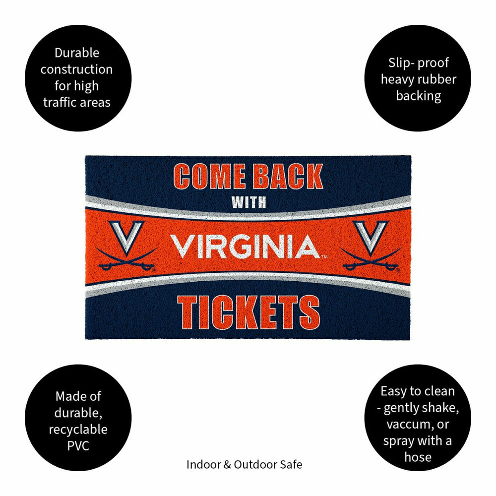 28" x 16" PVC Trapper Mat, Come Back with Tickets, University of Virgi - Collegiate