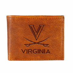 University of Virginia, Embossed 100% Genuine Tumbled Leather Passcase - Collegiate Home