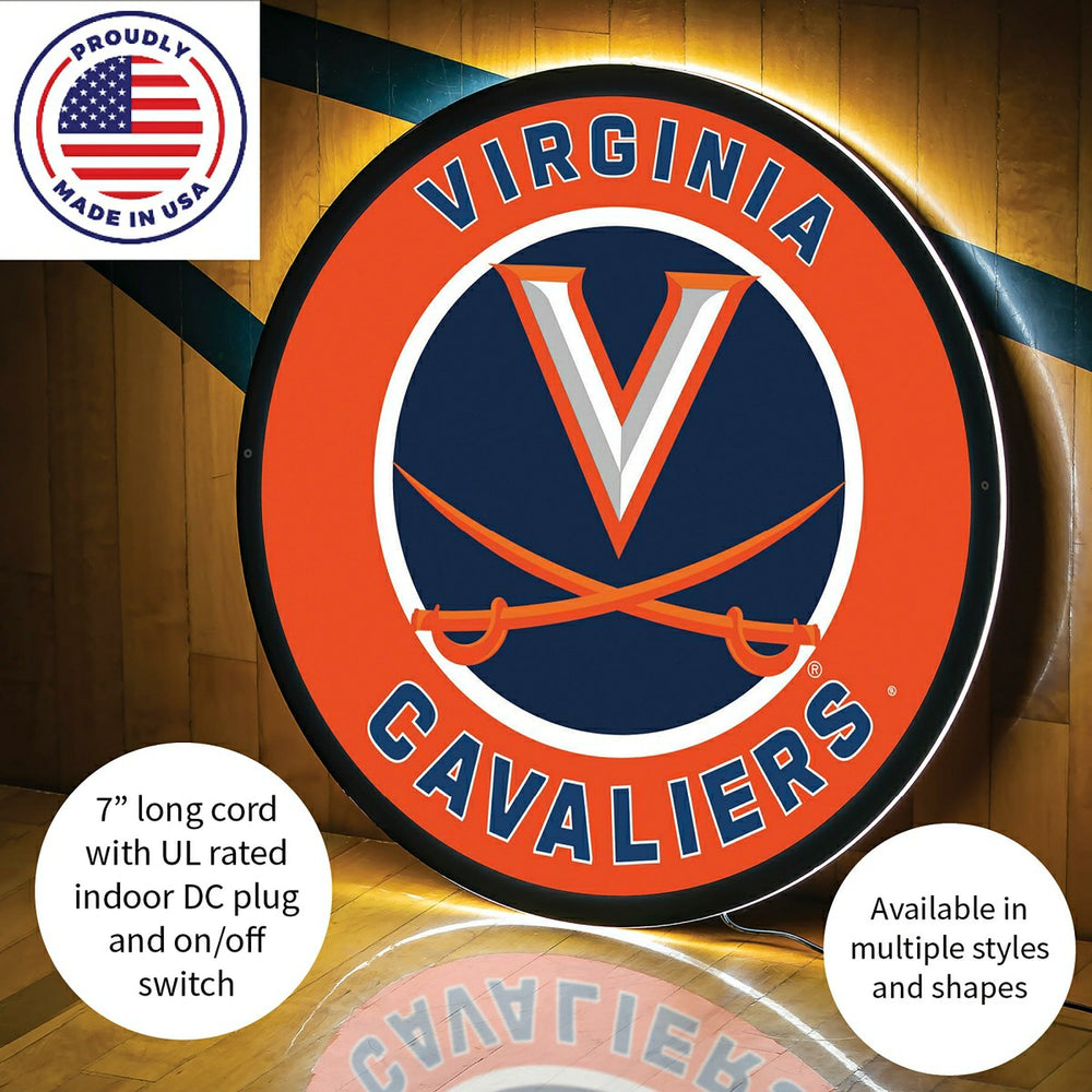 LED Wall Decor, Round, University of Virginia - Collegiate Home