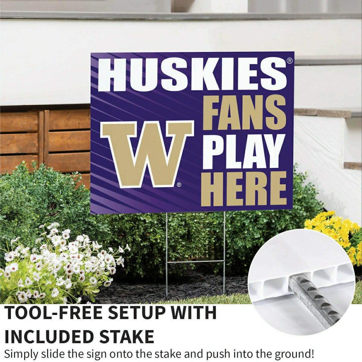 University of Washington Coroplast Yard Sign "Fans Play Here" - Collegiate Home