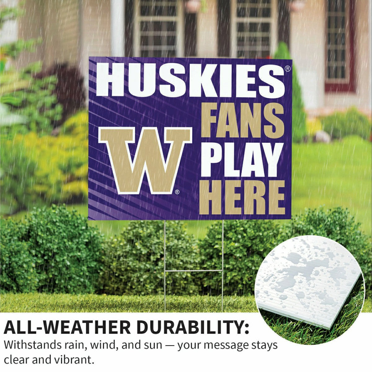 University of Washington Coroplast Yard Sign "Fans Play Here" - Collegiate Home