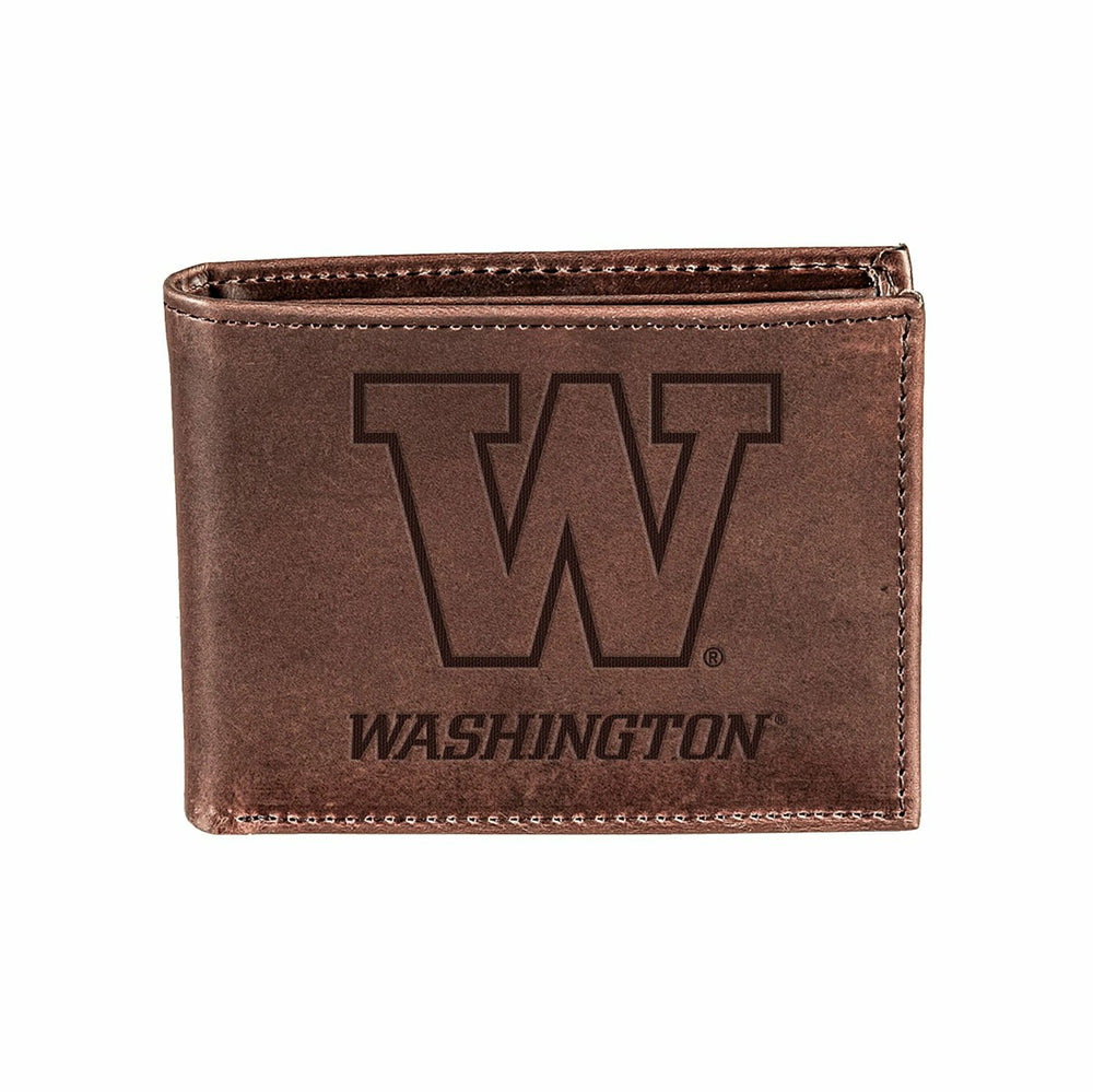 University of Washington, Bi-Fold Wallet, Brown, CH, 100% Genuine Leat - Collegiate Home