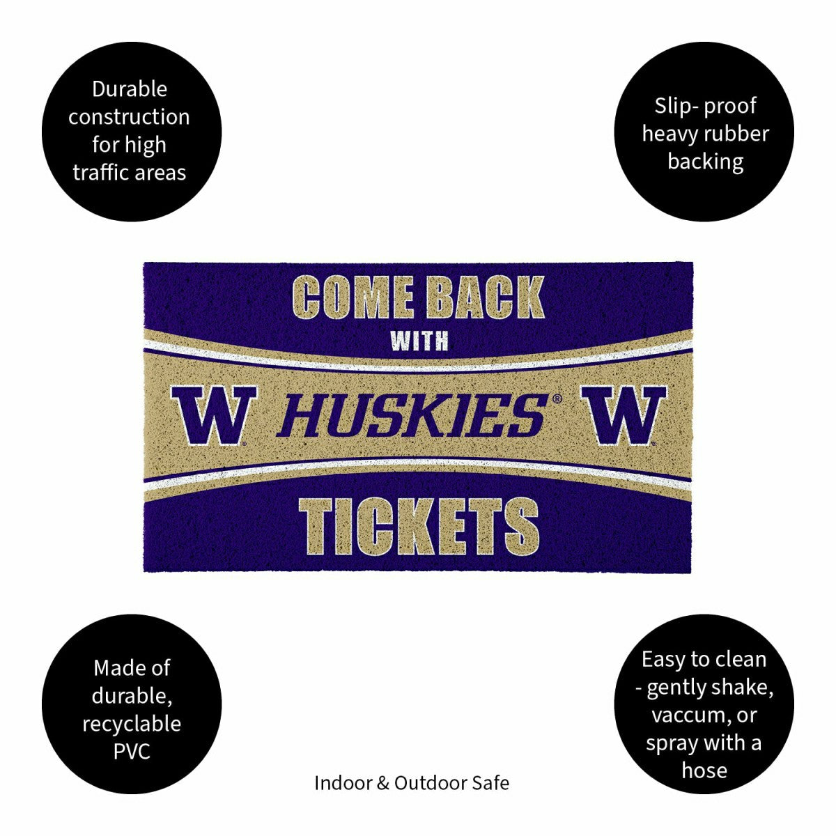 28" x 16" PVC Trapper Mat, Come Back with Tickets, University of Washi - Collegiate