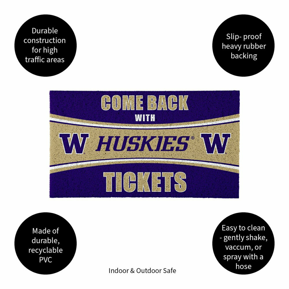 28" x 16" PVC Trapper Mat, Come Back with Tickets, University of Washi - Collegiate