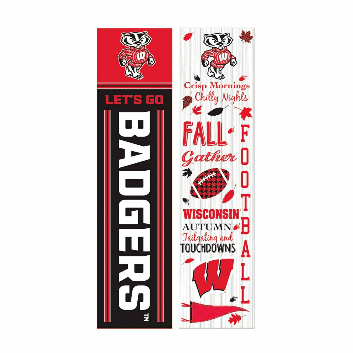 46" Double Sided Leaner, University of Wisconsin-Madison, Fall Seasona - Collegiate Home