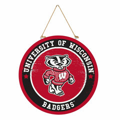 University of Wisconsin-Madison Round Door Décor with Hanging Rope, 18 - Collegiate Home