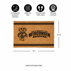 University of Wisconsin-Madison Large One Color Coir Mat, 36"x24" - Collegiate