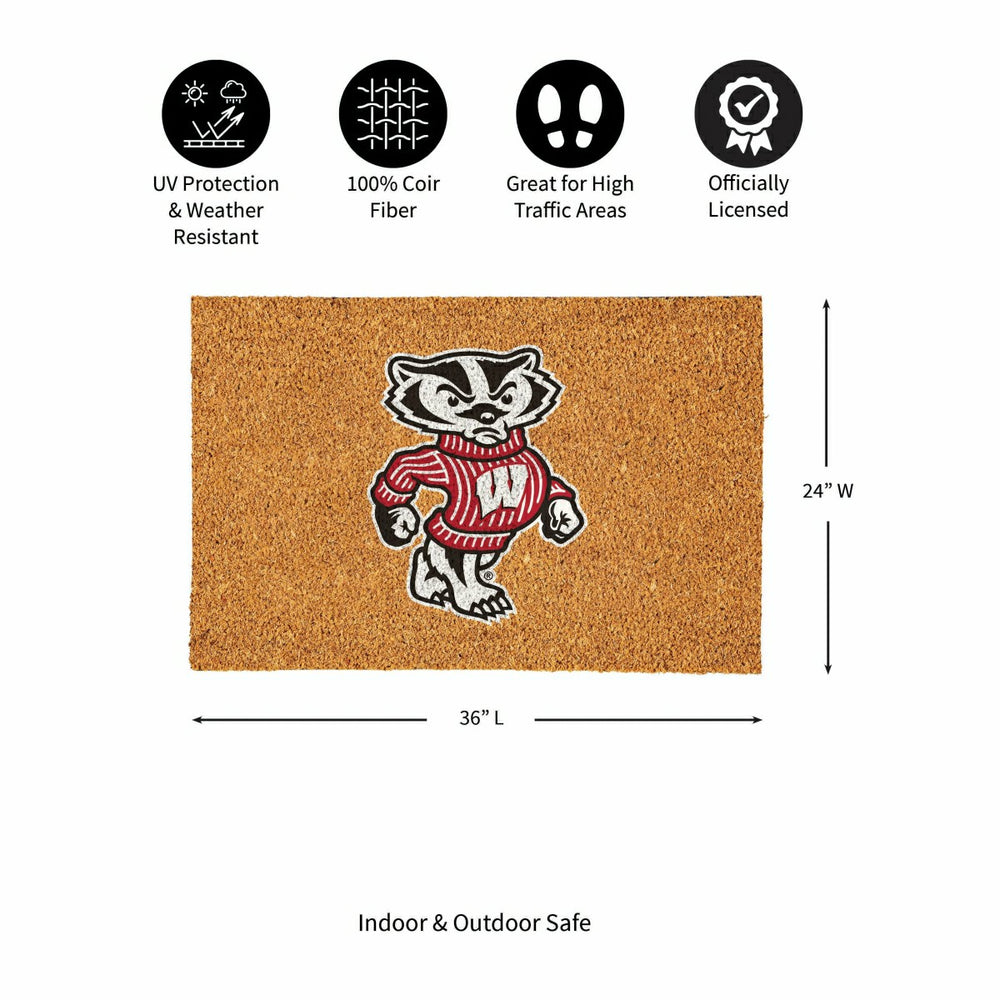University of Wisconsin-Madison Large Full Color Coir Mat, 36"x24" - Collegiate