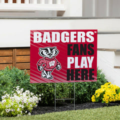 University of Wisconsin-Madison Coroplast Yard Sign "Fans Play Here" - Collegiate Home