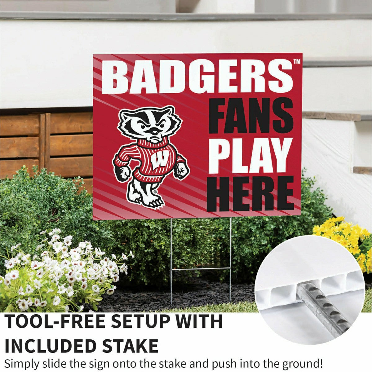 University of Wisconsin-Madison Coroplast Yard Sign "Fans Play Here" - Collegiate Home