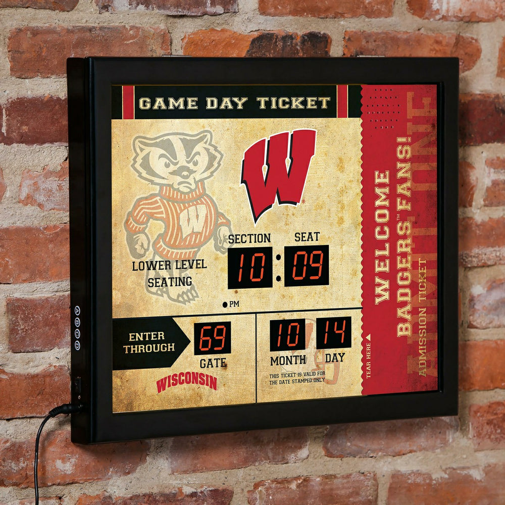 Scoreboard Wall Clock, Wisconsin - Collegiate Home