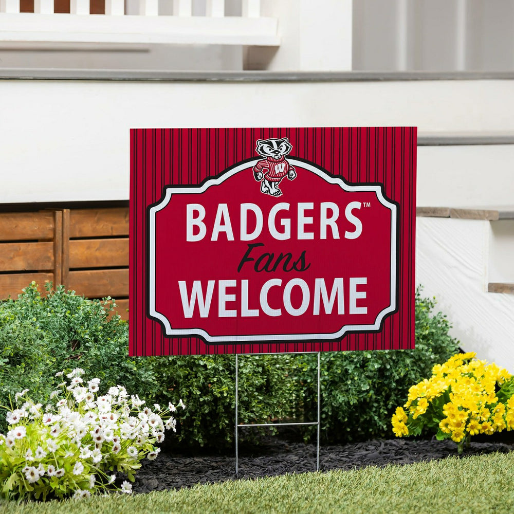 University of Wisconsin-Madison Coroplast Yard Sign, "Fans Welcome" - Collegiate Home