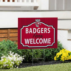 University of Wisconsin-Madison Coroplast Yard Sign, "Fans Welcome" - Collegiate Home