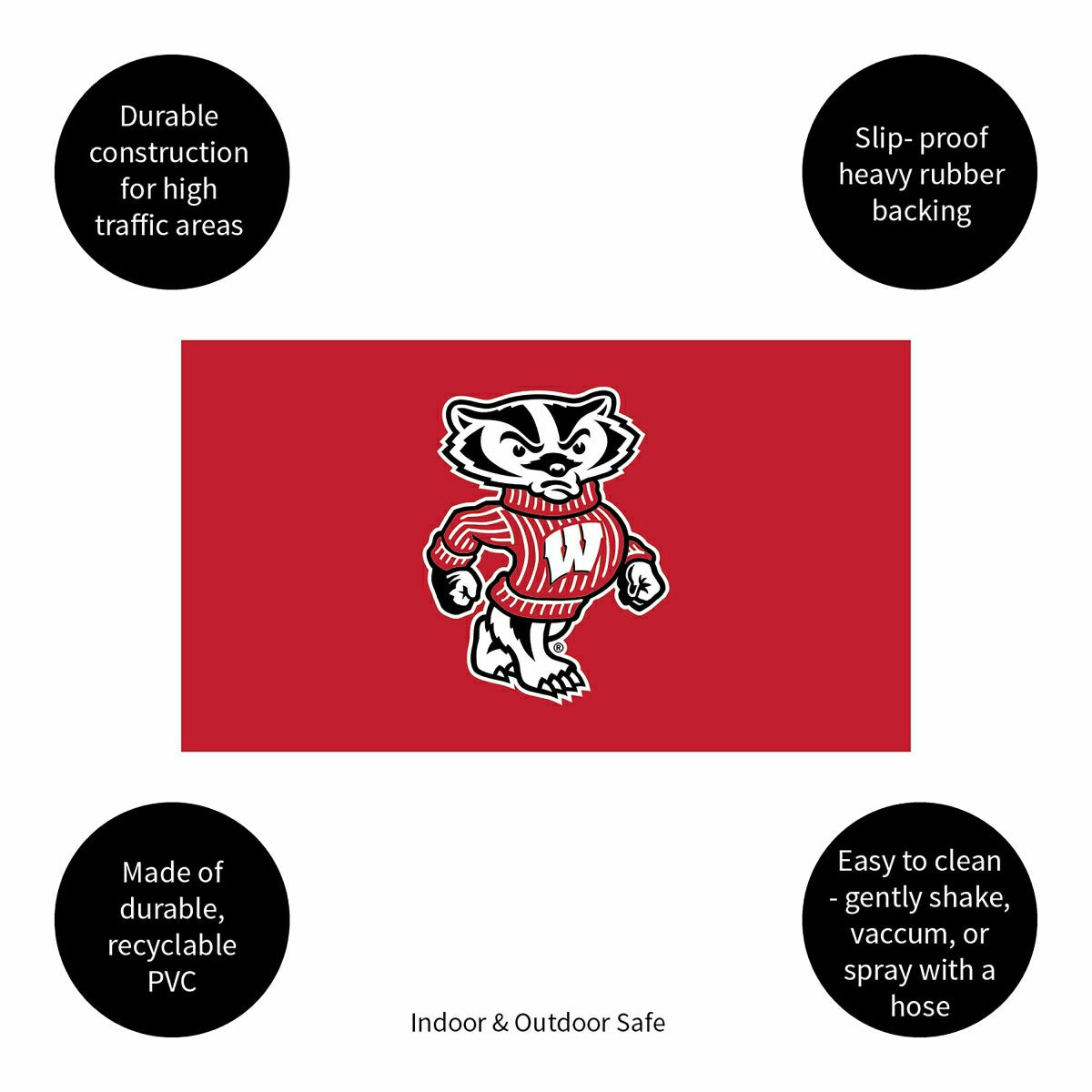 Full Color PVC Mat, 16" x 28", University of Wisconsin-Madison - Collegiate