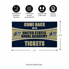 28" x 16" PVC Trapper Mat, Come Back with Tickets, US Naval Academy - Collegiate