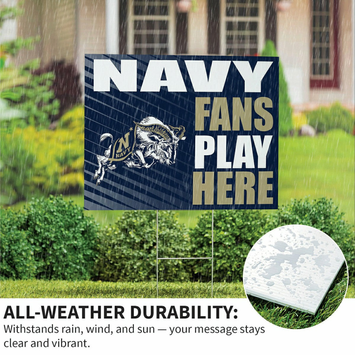 US Naval Academy Coroplast Yard Sign "Fans Play Here" - Collegiate Home