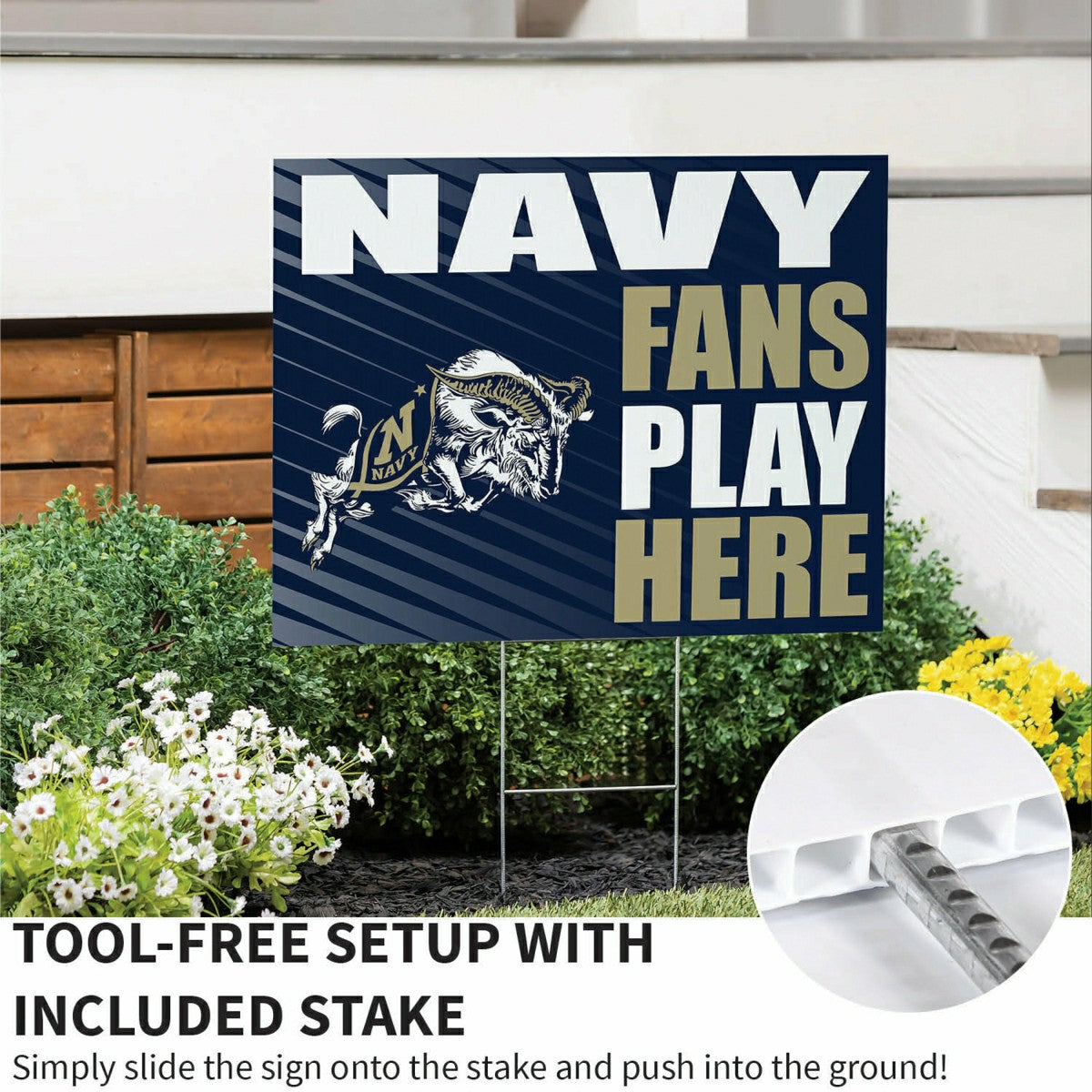 US Naval Academy Coroplast Yard Sign "Fans Play Here" - Collegiate Home