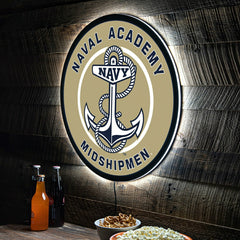 LED Wall Decor, Round, US Naval Academy - Collegiate Home